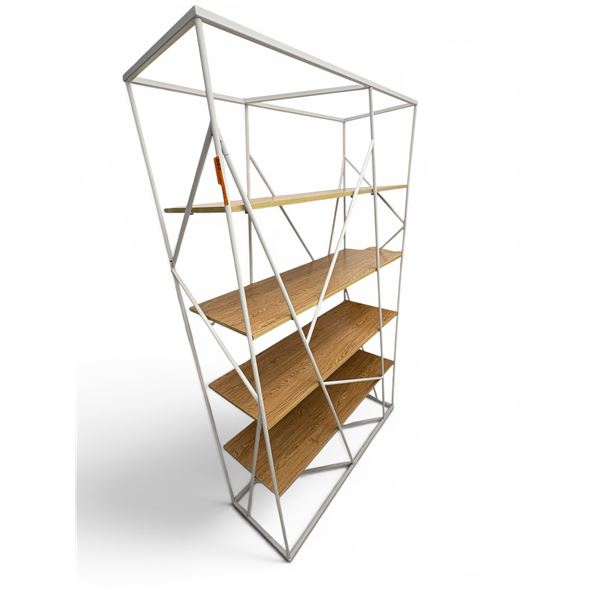 Modern Geometric Etagere Style Bookcase - MSRP $899 - approx. 16in D x 43in W x 71in H - new floor m