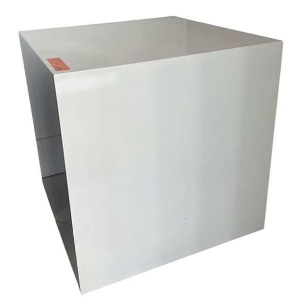 Modern Minimalist High-Gloss White Cube Display Pedestal - approx. 20in x 20in x 20in