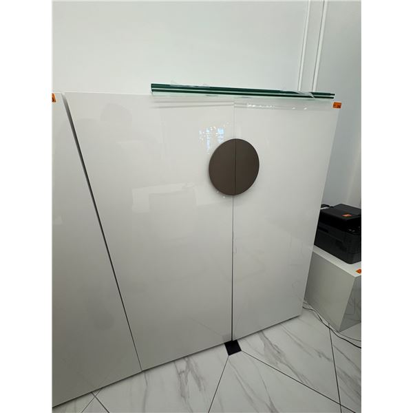 High Gloss Luxury White Lacquer Office Cabinet - approx. 47in W x 18in D x 59in H (contents not incl