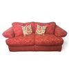 Image 1 : Red Floral Damask Sofa with Accent Pillows