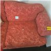 Image 4 : Red Floral Damask Sofa with Accent Pillows