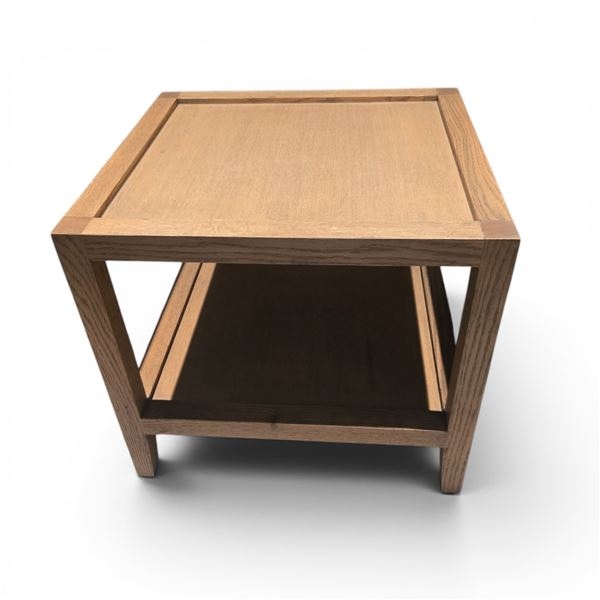 Two-Tier Light Oak Wood End Table (22x22x23.5") - RV: $245