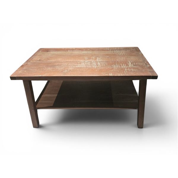 Two-Tier Whitewashed Wood Rectangular Coffee Table (35x20x19.5) - RV: $295