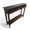 Image 1 : Dark Walnut 2-Drawer Console Table - RV: $495, H33" W44" x D10" - Cornor chipped