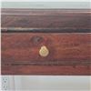 Image 3 : Dark Walnut 2-Drawer Console Table - RV: $495, H33" W44" x D10" - Cornor chipped