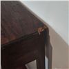 Image 4 : Dark Walnut 2-Drawer Console Table - RV: $495, H33" W44" x D10" - Cornor chipped