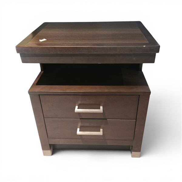 Modern 2-Drawer Brown Nightstand, H28" x W24" x D18"