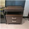 Image 3 : Modern 2-Drawer Brown Nightstand, H28" x W24" x D18"