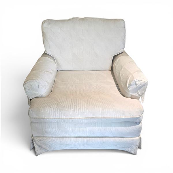 Cream Patterned Armchair (W32") - minor staining