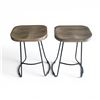 Image 1 : 2-Pcs Wooden Stools with Metal Legs