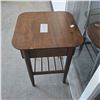 Image 3 : Brown Wooden Side Table, H22" x 17.5" x 17.5" - minor scratches and chips