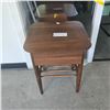 Image 4 : Brown Wooden Side Table, H22" x 17.5" x 17.5" - minor scratches and chips