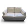 Image 1 : Contemporary Khaki Faux Leather Loveseat, W56"