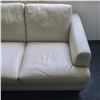 Image 2 : Contemporary Khaki Faux Leather Loveseat, W56"