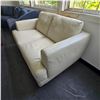 Image 3 : Contemporary Khaki Faux Leather Loveseat, W56"