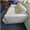 Image 4 : Contemporary Khaki Faux Leather Loveseat, W56"
