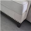 Image 2 : Studded Fabric Ivory 3-Seat Sofa  (W88")
