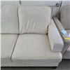 Image 3 : Studded Fabric Ivory 3-Seat Sofa  (W88")