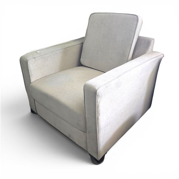 Pink City Imports Modern Light Grey Fabric Armchair (W33") - slightly stained and dusty