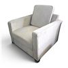 Image 1 : Pink City Imports Modern Light Grey Fabric Armchair (W33") - slightly stained and dusty