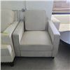 Image 2 : Pink City Imports Modern Light Grey Fabric Armchair (W33") - slightly stained and dusty