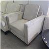 Image 3 : Pink City Imports Modern Light Grey Fabric Armchair (W33") - slightly stained and dusty