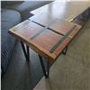 Image 2 : Live Edge Wood Metal Strap End Table (28x28x24") - RV: $295