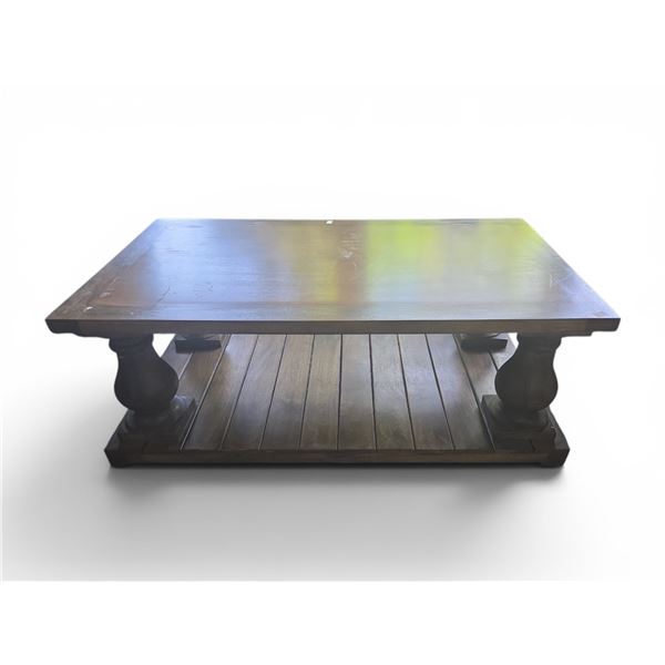 Brown Rectangular Wooden Coffee Table, H20" x W54" x D30" - RV: $595