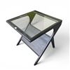 Image 1 : Glass Top Wood Frame Table (24x24x24) - RV: $295