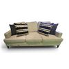 Image 1 : Studded Fabric Ivory 3-Seat Sofa  (W89")