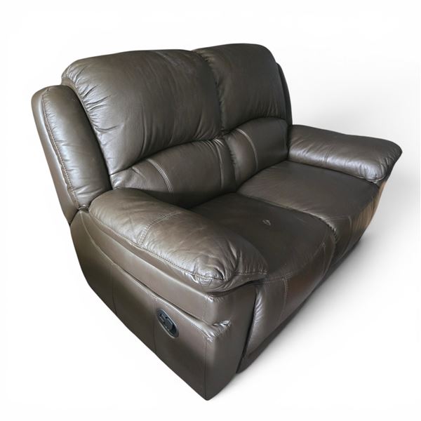 Faux Leather Reclining Loveseat Brown (W63")
