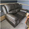 Image 4 : Faux Leather Reclining Loveseat Brown (W63")
