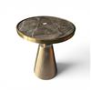 Image 1 : Marble-Style and Brass End Table, H22" x Dia. 17"