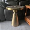 Image 2 : Marble-Style and Brass End Table, H22" x Dia. 17"