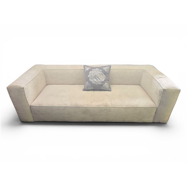 Modern Low Profile Cream Sofa, H25" x W89" x D36" - slightly dusty