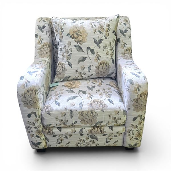 New Open Box 33" Arezzo Teal Fabric Floral Chair (W32") - RV $995