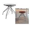 Image 1 : BNIB - 4-Pcs Antique Market Iron and Leather Stool, Black and Brown, 19 x 15 x 18" Each