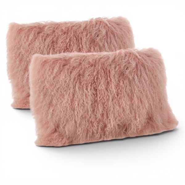 3-Pcs New Moe's Sheepskin Pink Rectangular Pillow, RV: $129 Each (XU-1001-33)