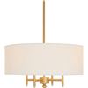 Image 2 : BNIB - Stone & Beam Classic Ceiling Pendant Chandelier Fixture with White Drum Shade Antique Brass 4