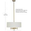 Image 3 : BNIB - Stone & Beam Classic Ceiling Pendant Chandelier Fixture with White Drum Shade Antique Brass 4