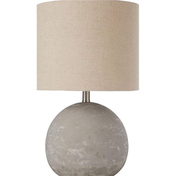 BNIB - 2pc Stone & Beam Industrial Decor Round Concrete Table Desk Lamp with Light Bulb and Beige Sh
