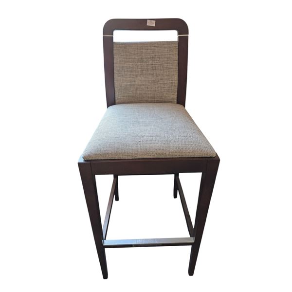 Modern Gray Fabric Dark Wood Frame Barstool