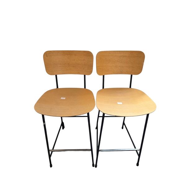 Pair of Modern Oak Bar Stools