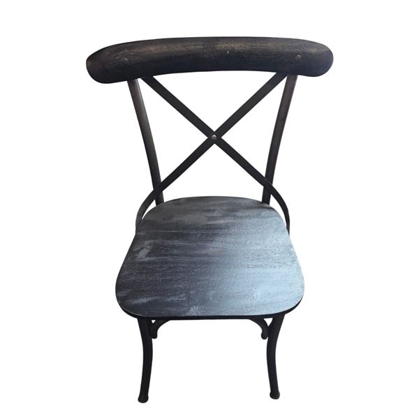 Industrial Cross-Back Dining Chair - Metal Frame & Wood Seat - RV $245