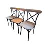 Image 2 : 3-Pcs Modern Brown Wood and Metal Cross Back Dining Chairs - RV $245 each