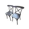 Image 2 : 2-Pcs Modern Black Wood and Metal Cross Back Dining Chairs - RV $245 each