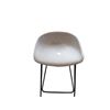 Image 1 : Grey Curved Fabric Black Metal Legs Barstool