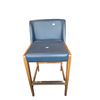 Image 1 : Contemporary Blue Leatherette Oak Wood Frame Barstool