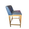 Image 2 : Contemporary Blue Leatherette Oak Wood Frame Barstool