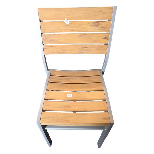 Wood Slat Metal Frame Outdoor Chair